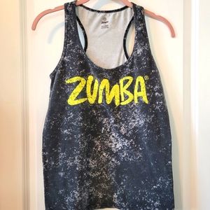 Zumba XXL Dark Gray patterned tank with logo Zumba in Neon yellow